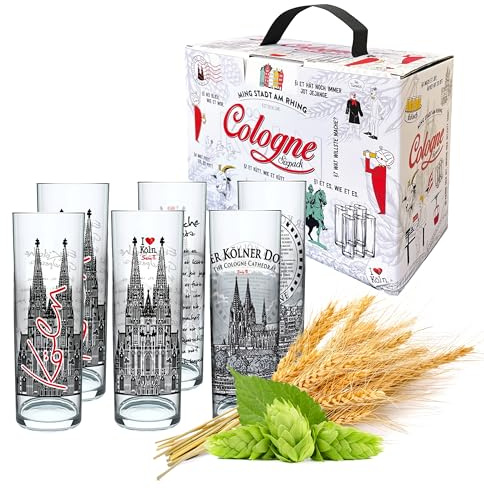 3forCologne Kölschglas 6er Pack bunt 0,2ml, Kölner Stangen mit Grundgesetz, Biergläser Gläser Trinkgläser mit Aufdruck. (MADE IN GERMANY), Größe:MIX2
