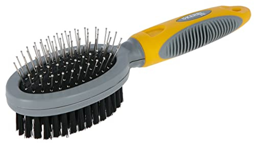 Kerbl Pet Doppelbürste mit Schutzkappen und Borsten oval, 20,5 cm