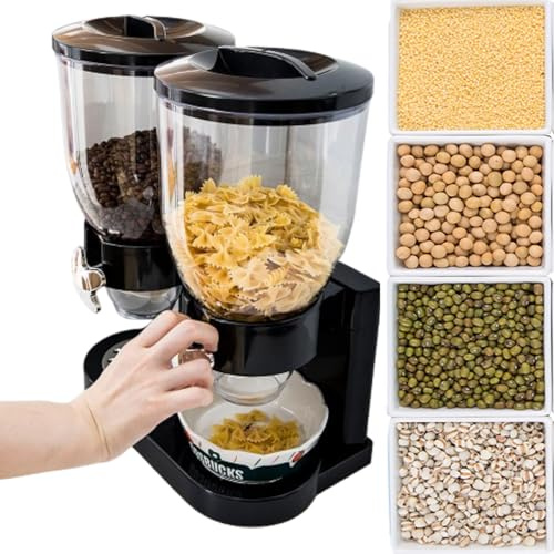 MUL-BOUTIQUE Cornflakes Doppel-Müsli-Spender mit 2 Behältern, Frühstück, Küchenhelfer (schwarz)