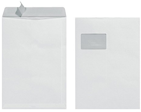 Herlitz Versandtasche C4 90 g Haftklebend mit Fenster, 25 Stück mit Innendruck in Folienpackung, eingeschweißt, weiß (25 Stück)