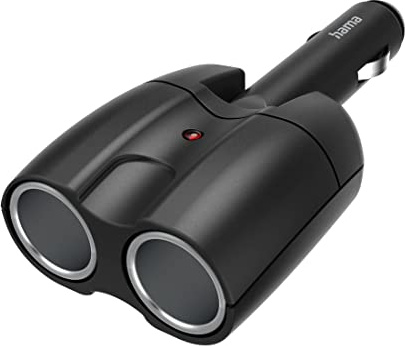 Hama Zigarettenanzünder Verteiler Doppelstecker, 12V, 2-fach | Kfz Verteilerdose schwarz, Gelenkstecker 180°, Auto Zubehör
