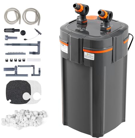 VEVOR Aquariumfilter 225 GPH, 2-stufiger Kanisterfilter 208L, ultra-leiser interner Aquariumfilter mit UV-Schutz, Tauchkraftfilter mit Mehrfachfunktion für Aquarien, 10 W