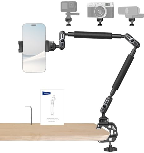 NEEWER 22 Magic Arm mit Klemme, Überkopf Tischkamera Telefonhalterung mit Doppel Kugelkopf Gelenkarm, 1/4 3/8 Gewinde, Telefonhalter kompatibel mit iPhone DSLR Action Kamera Videoleuchte, UA057