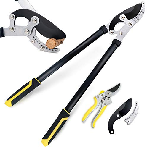 Jardineer 3 Per Amboss Astschere Set, Scharfe Astschere mit Ersatzklinge, Müheloser Astschneider Besser für trockene Zweige