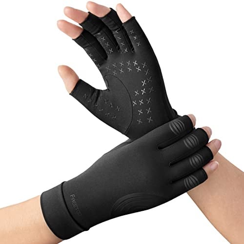 FREETOO Kupfer Arthritis Handschuhe M | Fingerlose Antibakteriell Geruchshemmend. Arthritis Rheuma Karpaltunnel Schwellungen Lipödem. Arbeit Schlafen Häkeln Tippen