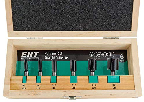 ENT 09006 6-tlg. Nutfräser Set Hartmetall - Ø 6-8-10-12-16-20 - Schaft Ø 8 mm