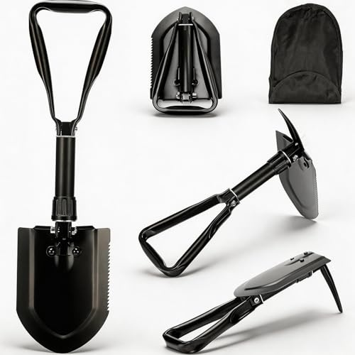 Klappspaten 58cm,50# Kohlenstoffreicher Stahl Klappspaten Camping Hochfester Extra Stabiler Schaufel Aus Kohlenstoffstahl Mit Tragetasche FÜR Outdoor-Wandern, Jagen,Car Emergency, Gifts for Men