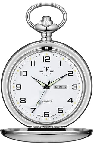 BOSHIYA Glatte Quarz Taschenuhren (Glattes Silber)