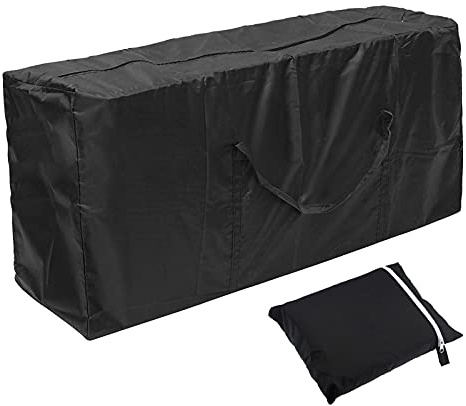 Auflagentasche Gartenpolster Aufbewahrungstasche Gartenauflagen Schutzhülle Oxford Aufbewahrung mit Tragegriff für Gartenmöbel Kissen Polsterauflagen Weihnachtsbaume, Schwarz (173 x 76 x 51 cm)