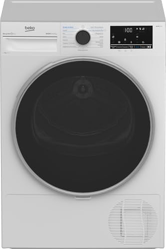 Beko B5T4824IF Wäschetrockner 8 kg, Frontlader Wärmepumpentrockner, Allergikergeeignet, 15 Programme, Dampffunktion, Knitterschutz, Sensortrocknung, Silent-Programm, Aquawave Schontrommel, Weiß