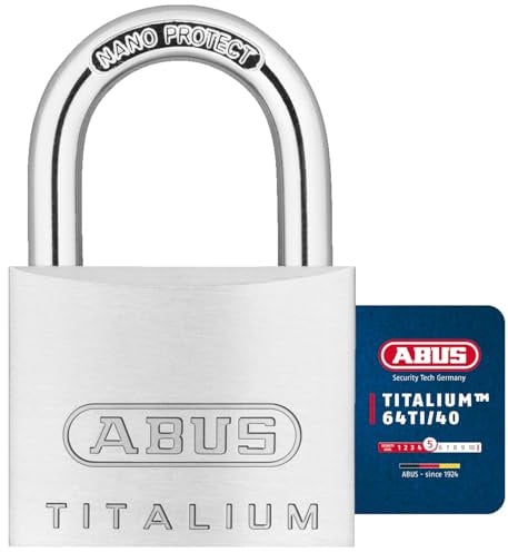 ABUS Vorhängeschloss Titalium 64TI/40 - Kellerschloss mit Schlosskörper aus Spezial-Aluminium - gehärteter Stahlbügel - ABUS-Sicherheitslevel 5