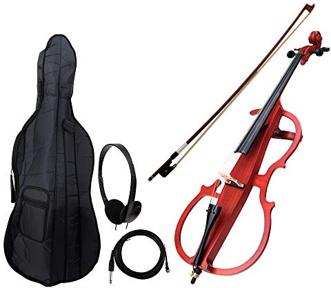 Classic Cantabile CE-200 E-Cello (elektrisches Cello/Violoncello mit Tonabnehmer, Tasche, Größe 4/4) natur matt