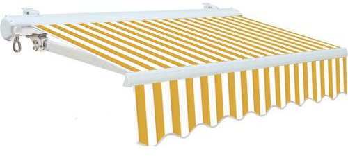 Kassetten-Markise / Sonnendach für Balkone, mit Markisenarmen, 300 x 250 cm, weiß/gelb