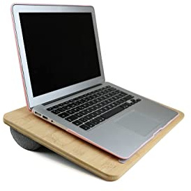 PEPE Mobility Laptopkissen Knietablett mit Kissen, Laptop Unterlage für Schoß und Bett, Kissentablett aus Bambus für Sofa und Reisen, Notebook Ablage bis 17 Zoll mit Tablet-Halterung