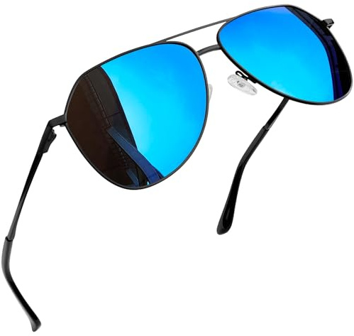 Joopin Retro Große Sonnenbrille Herren Polarisiert Brille Damen UV400 | Oversize, Metallrahmen, 30° verstellbare Bügel, Tropfenförmiges Design, Nachtbrille unpolarisiert, Alltag, Autofahren, Reisen
