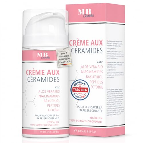 Ceramidcreme 100ml mit 3 essenziellen Ceramiden – plus Bio Aloe Vera, Bakuchiol und Bio Granatapfelkernöl – Vegane Gesichtspflege zur Stärkung der Hautbarriere mit Niacinamiden und Ectoin.