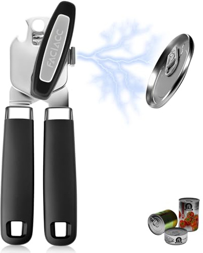 FACIACC Dosenöffner Manueller mit Magnet, 3 in 1 Edelstahl Büchsenöffner mit rutschfestem Griff, müheloses Öffnen von Dosen, Dosenöffner Senioren, für ältere Menschen mit arthritischen Händen