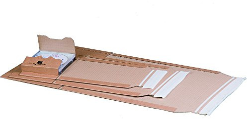 karton-billiger | Universalverpackung Buchverpackung Wickelverpackung Buch Verpackung selbstklebend Aufreißfaden Wellpappe braun | 11 versch. Größen (A2-620 x 420 x 50mm, 30)