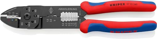 KNIPEX Crimpzange, 0,5-6,0 mm², für Kabelschuhe und Flachsteckverbinder, mit Abisolier- und Scheidfunktion,Presszange, Kabelschuhzange, 97 22 240