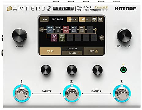 HOTONE Gitarre Bass Multi-Effekte Prozessor Gitarren Bass Effektpedal | Touchscreen Gitarre Bass Amp Modelliergerät IR Cabinets Simulation Multi FX Prozessor Ampero II Stomp