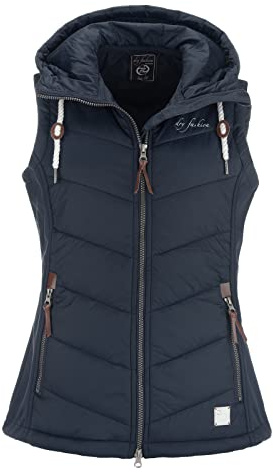 Dry Fashion Damen Weste Malente - Steppweste Damen Outdoor Weste mit Kapuze Übergangsweste gesteppt windabweisend wasserabweisend in Navy Blau Größe 38