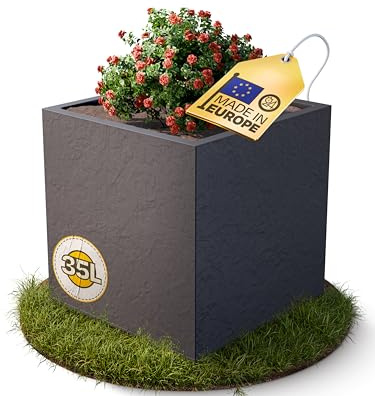 Ondis24 Pflanzkübel Blumenkübel Blumentopf Vulkan 40 mit Wasserspeicher Winterfest (Anthrazit)
