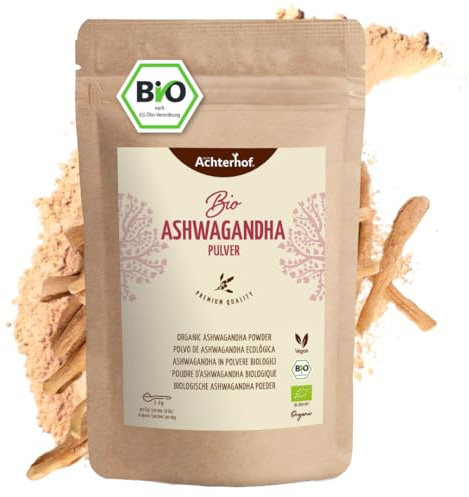 Ashwagandha Pulver BIO 1000g | fein gemahlene Ashwagandhawurzel | in Bio-Qualität | 100% naturrein | ideal zur Zugabe in Smoothies, Säfte, Goldene Milch, Moon Milk & Co | vom Achterhof