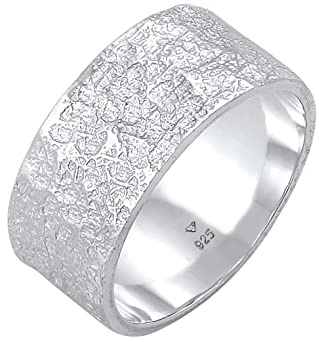 Kuzzoi Herrenring (9 mm) Massiv Handgeschmiedet, Bandring für Männer aus 925 Sterling Silber, Cooler Silberring im Used Look, Ring mit rustikaler Struktur poliert, Ringgröße 62, 0612992920_62