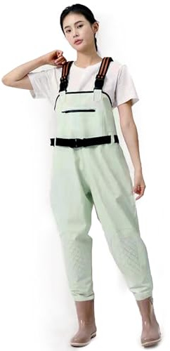 BALAMLB Angelhosen Für Damen,Wathose, Anglerhose,Wathosen Matschhose,Teichhose, Fischteich Anglerhos,Kniepolster,wasserdichte,Atmungsaktive,Strapazierfähige Hosenträger,Für Bauernhöfe D,41