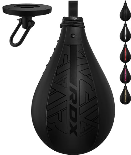 RDX Boxbirne Maya Hide Leder Set, Speedball Hängend, Punchingball Boxing Speed Bag, Geschwindigkeit Ball Boxen Training Trainingsgeräte Gym Fitness