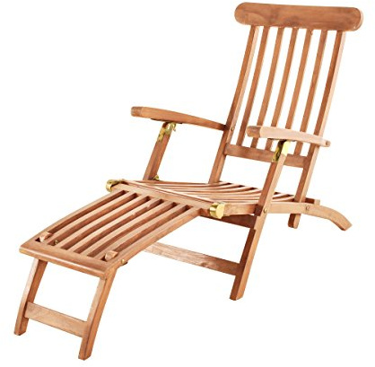 SAM Sonnenliege, Deckchair Puccon, Teak, 145x60x96 cm, verstellbar, Balkon | zusammenklappbar, Terrasse und Garten