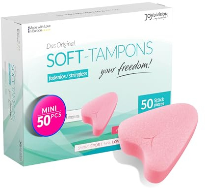 JOYDIVISION Soft-Tampons mini I 50 Stück I fadenlose Tampons für Sport, Schwim Men & Spa I Men struationsschwämmchen ultra soft I leichtes Einführen & Entfernen I Mini Softtampon ohne Faden