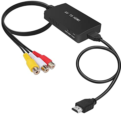 uhddadi RCA to HDMI Converter, AV to HDMI Adapter | AV Composite CVBS Video Audio Converter Adapter Supporting 1080P for PS2/PS3/STB/N64/VHS/VCR/Blue-Ray DVD-Player