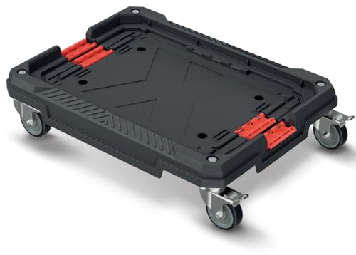 Kistenberg Transporthilfe Rollbrett Transportroller Kistenroller (Belastbarkeit bis 120 kg, Feststellbremse, Kunststoff, kompatibel: X-Block und Modular Solution, 585 x 440 x 145 mm)