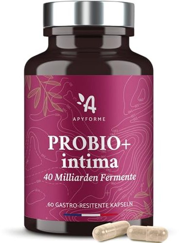 Apyforme - Bakterienstämme für Frauen - Bis zu 40 Milliarden KBE/Tag - 4 Lactobacillus-Stämme: Reuteri, Rhamnosus, Crispatus und Acidophilus - 60 Kapseln - Probio+ Intima