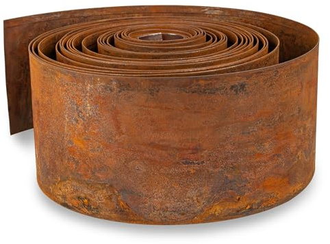 UNIGARDIA Rasenkante aus Cortenstahl 10 m - Beeteinfassung aus Metall 14 cm hoch - Einfache Montage - Beetumrandung mit Rost, 1 Paar Montagehandschuhe inklusive