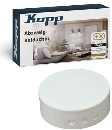 Kopp Abzweig-Baldachin in Weiß - 1 Stück - Hochwertige Abzweigdose aus Kunststoff - Deckenbaldachin für saubere Kabelverteilung - Robuste Abzweigdose-Baldachin für einfache Montage