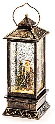 Konstsmide LED Schneelaterne mit Weihnachtsmann, mit 5h Timer, wassergefüllt, 1 warm weiße Diode, batteriebetrieben, Innen, 3 x C 1.5V (exkl.) - 2888-000
