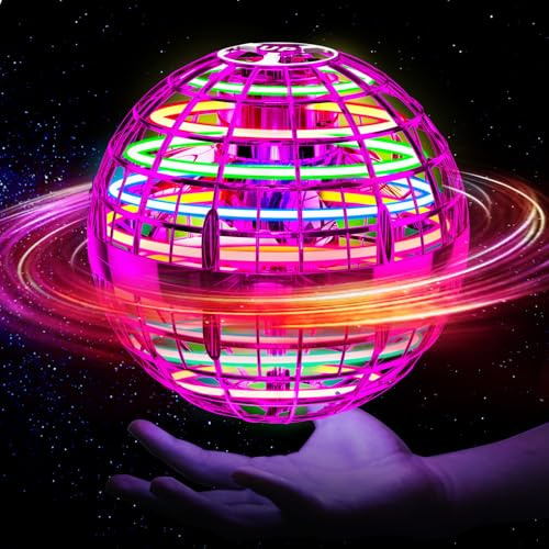 Ivtivfu Fliegender Ball Spielzeug (Rosa), LED Flying Spinner, Magic Hover Schwebe Magischer Ball, Bumerang Drohne Toys für Mädchen und Junge, Geschenk für Kinder ab 6, 7, 8, 9, 10, 12 Jahren