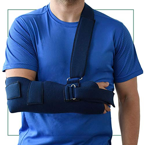 Ortones – Beidseitige Armschlinge mit Antirotationsgurt, Blau | Einheitsgröße, Ruhigstellung für Arm und Schulter, rechts oder links verstellbar