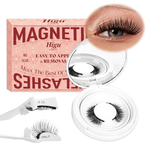 Higu clace Magnetische Wimpern,Magnet Wimpern Ohne Eyeliner,Magnetische Wimpern mit Applikator,Wimpern Magnetisch Natürlicher Look,Kein Kleber erforderlich Wimpern Magnetic(KIT-9A)