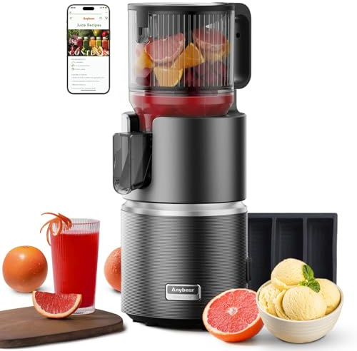 Anybear Slow-Entsafter 350W, 124mm Einfüllstutzen für Obst & Gemüse