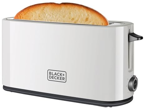 Black+Decker BXTO1001E - Toaster 1.000W, Toaster mit extra großem Schlitz, 7 Toaststufen, High-Lift-Funktion, und Stopp-Funktion, Kabelaufwicklung, weiß