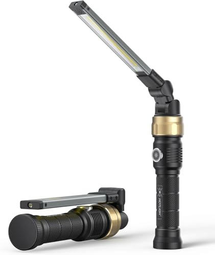 HOTLIGH Werkstattlampe – 5000 mAh Arbeitsleuchte LED Akku mit um 360° drehbarem, faltbarem Design, 1200 Lumen LED Werkstattlampe, 3 Leuchtmodi Inspektionslampe für Autoreparaturen/Notfälle, 1PC
