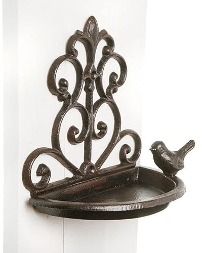 Deko Wand Vogelfutterstelle aus Gusseisen - ca. 18 cm - Vogel Tränke Wasserbad Garten Terrasse Balkon