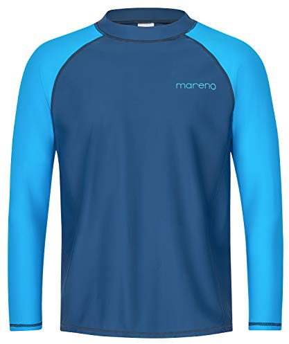 Herren UV-Schutz Langarm T-Shirt (Rashguard), Oeko-Tex 100 in Marine/türkis in Größe XL