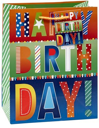 K3T Geschenktüten GEBURTSTAG, Größe: Mittel (HxBxT 23 x 18 x 10 cm), 3er Packung, Art. Nr. 84014-9