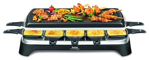 Tefal Raclette-Grill RE4588 für 10 Personen | Schwarz/Edelstahl | 1350W | Antihaftbeschichtet