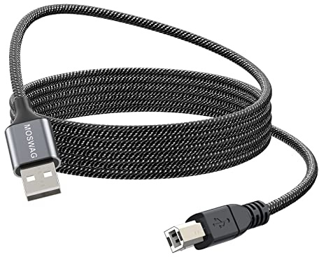MOSWAG USB-Druckerkabel 2m USB Druckerkabel Langlebiges High Speed USB 2.0 Typ A Stecker auf B Stecker Scannerkabel für HP, Canon, Dell, Lexmark, Xerox, Brother, Samsung und mehr