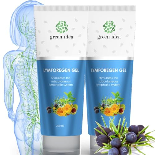Green idea - Lymforegen Gel - Lymphdrainage und Entwässerung Gel - Stimuliert das Lymphsystem mit 15 Kräutern und Ätherischen Ölen - Drainagesalbe - Aktive Kräuterformel